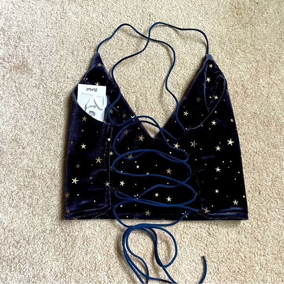 SHEIN/ROMWE Velvet Tie Back Star Top - Picture 2 of 5